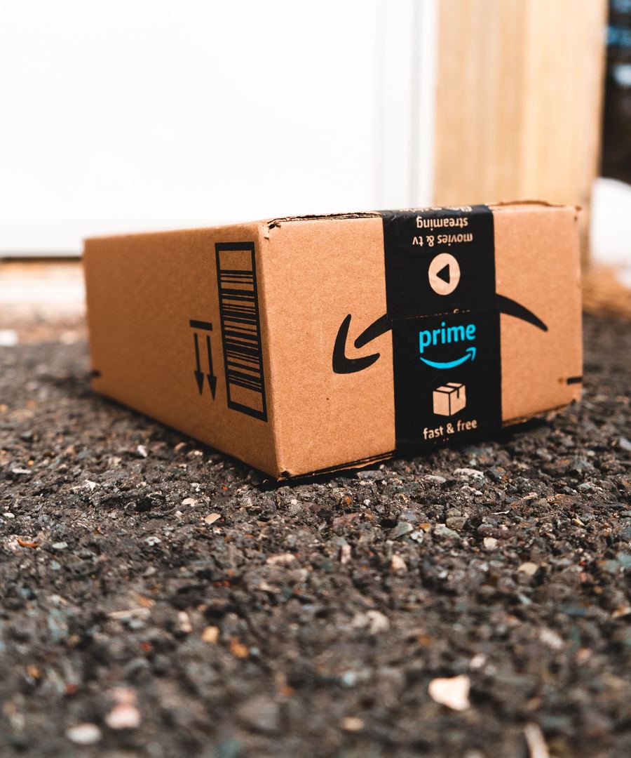 An Amazon Prime box delivered to the door